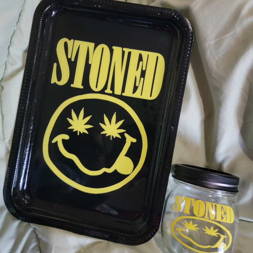 Stoned Rolling Tray Set